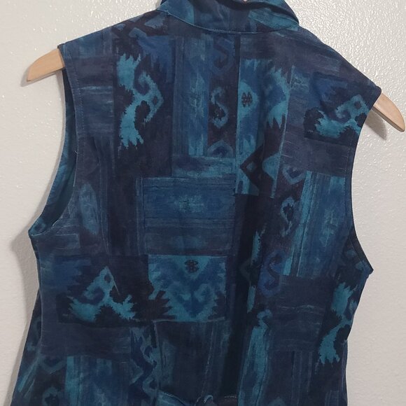 VTG GW Division of Graff Blue Pattern Vest Western Soft 90s 80s - Picture 6 of 7